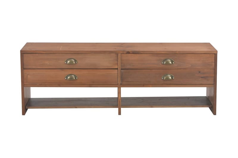 TV-bänk med 4 lådor 120x30x40 cm massivt granträ - Brun - Möbler - Tv möbel & mediamöbel - TV bänk & mediabänk