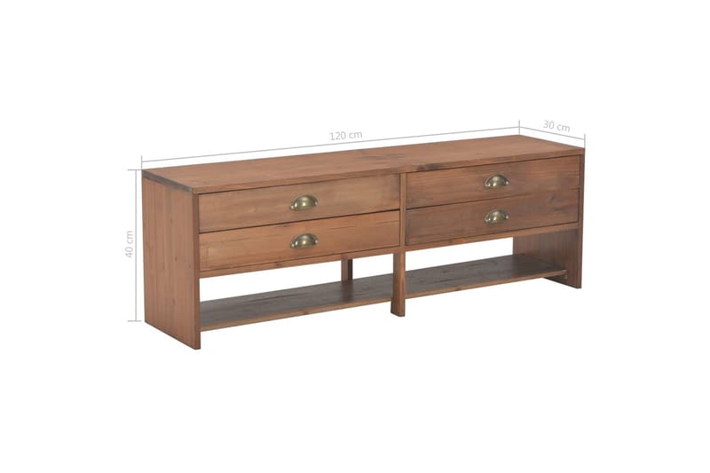 TV-bänk med 4 lådor 120x30x40 cm massivt granträ - Brun - Möbler - Tv möbel & mediamöbel - TV bänk & mediabänk