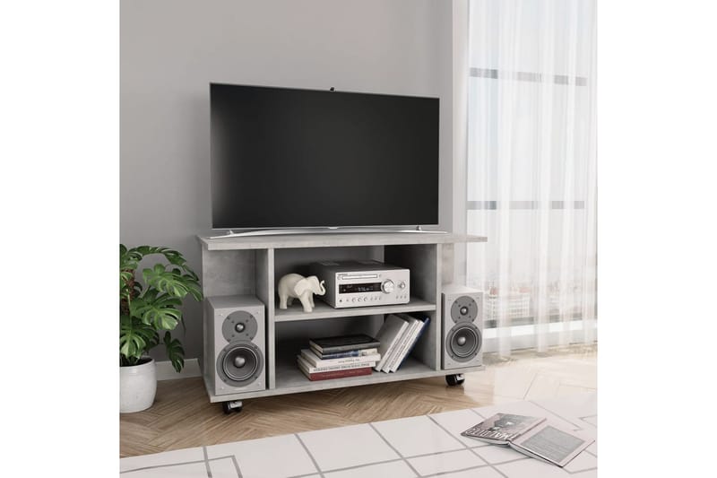 TV-bänk med hjul betonggrå 80x40x40 cm spånskiva - Betonggrå - Möbler - Tv möbel & mediamöbel - TV bänk & mediabänk