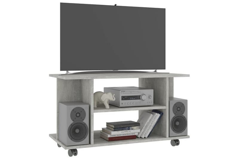 TV-bänk med hjul betonggrå 80x40x40 cm spånskiva - Betonggrå - Möbler - Tv möbel & mediamöbel - TV bänk & mediabänk