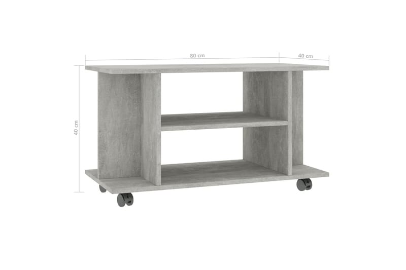 TV-bänk med hjul betonggrå 80x40x40 cm spånskiva - Betonggrå - Möbler - Tv möbel & mediamöbel - TV bänk & mediabänk