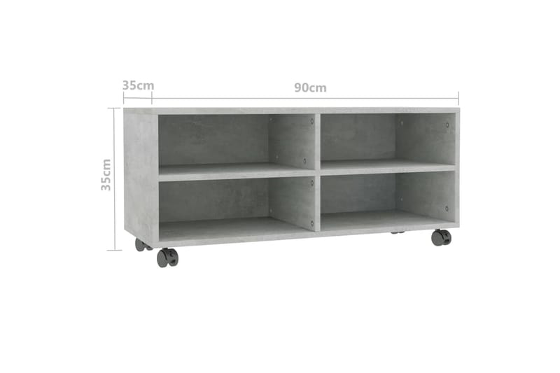 TV-bänk med hjul betonggrå 90x35x35 cm spånskiva - Grå - Möbler - Tv möbel & mediamöbel - TV bänk & mediabänk