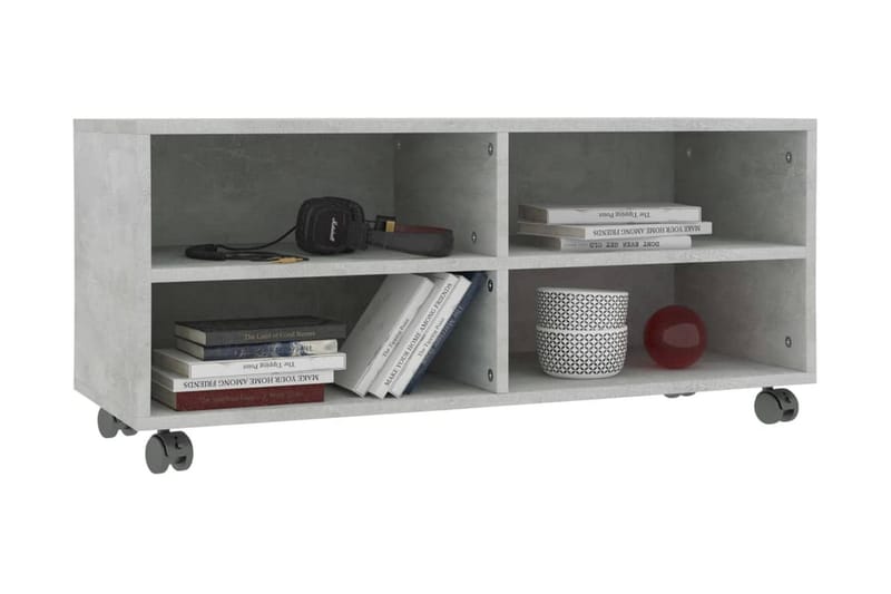 TV-bänk med hjul betonggrå 90x35x35 cm spånskiva - Grå - Möbler - Tv möbel & mediamöbel - TV bänk & mediabänk