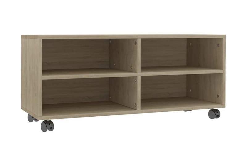TV-bänk med hjul sonoma ek 90x35x35 cm spånskiva - Brun - Möbler - Tv möbel & mediamöbel - TV bänk & mediabänk
