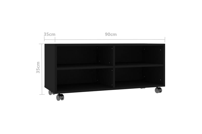 TV-bänk med hjul svart 90x35x35 cm spånskiva - Svart - Möbler - Tv möbel & mediamöbel - TV bänk & mediabänk