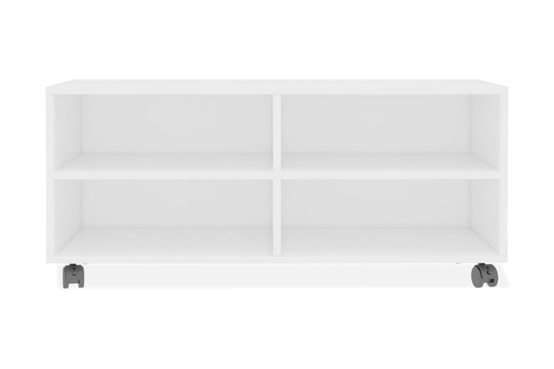 TV-bänk med hjul vit 90x35x35 cm spånskiva - Vit - Möbler - Tv möbel & mediamöbel - TV bänk & mediabänk