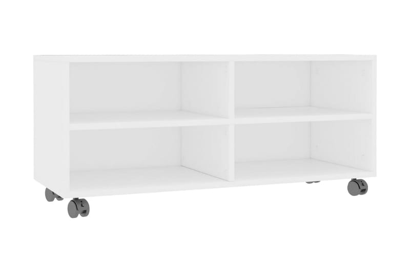 TV-bänk med hjul vit 90x35x35 cm spånskiva - Vit - Möbler - Tv möbel & mediamöbel - TV bänk & mediabänk