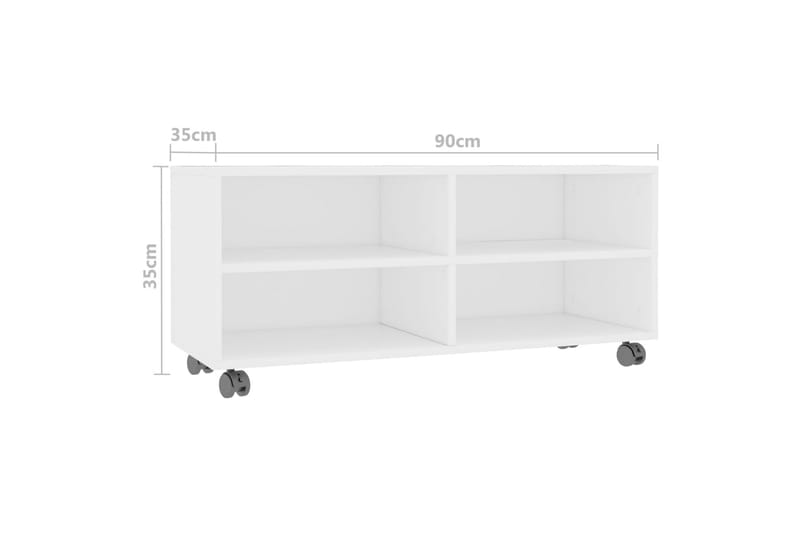 TV-bänk med hjul vit 90x35x35 cm spånskiva - Vit - TV bänk & mediabänk