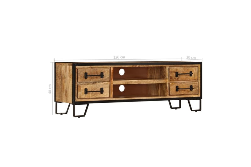 TV-bänk med lådor 120x30x40 cm massivt mangoträ - Brun - Möbler - Tv möbel & mediamöbel - TV bänk & mediabänk
