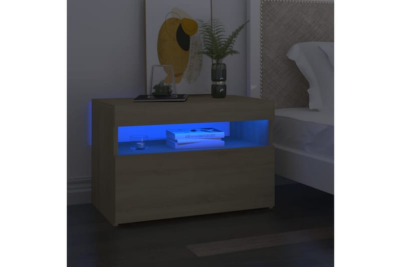 TV-bänk med LED-belysning 2 st sonoma-ek 60x35x40 cm - Brun - Möbler - Tv möbel & mediamöbel - TV bänk & mediabänk