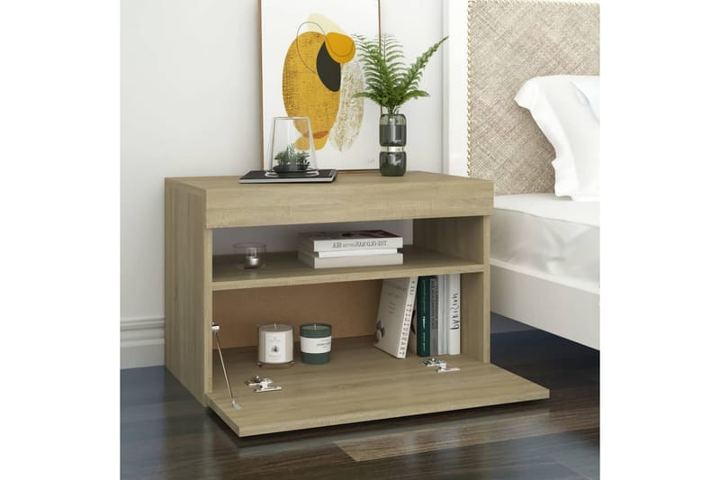 TV-bänk med LED-belysning 2 st sonoma-ek 60x35x40 cm - Brun - Möbler - Tv möbel & mediamöbel - TV bänk & mediabänk