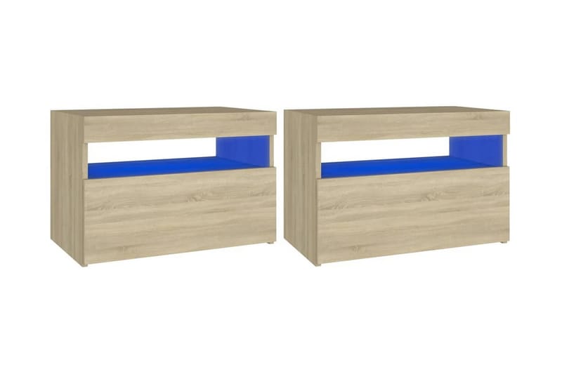 TV-bänk med LED-belysning 2 st sonoma-ek 60x35x40 cm - Brun - Möbler - Tv möbel & mediamöbel - TV bänk & mediabänk