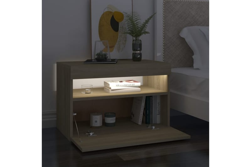 TV-bänk med LED-belysning 2 st sonoma-ek 60x35x40 cm - Brun - Möbler - Tv möbel & mediamöbel - TV bänk & mediabänk