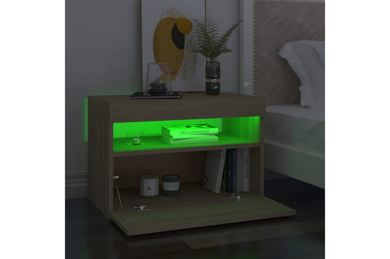 TV-bänk med LED-belysning 2 st sonoma-ek 60x35x40 cm - Brun - Möbler - Tv möbel & mediamöbel - TV bänk & mediabänk