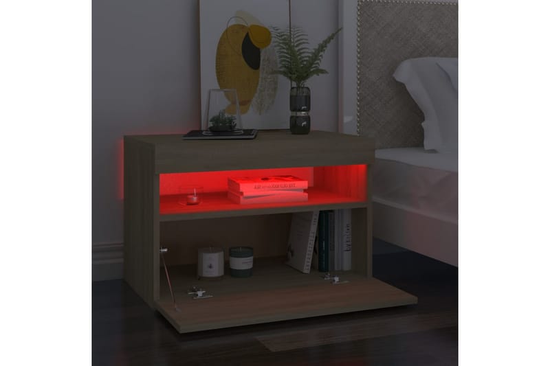 TV-bänk med LED-belysning 2 st sonoma-ek 60x35x40 cm - Brun - TV bänk & mediabänk