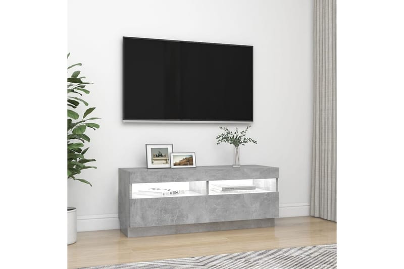 TV-bänk med LED-belysning betonggrå 100x35x40 cm - Grå - Möbler - Tv möbel & mediamöbel - TV bänk & mediabänk