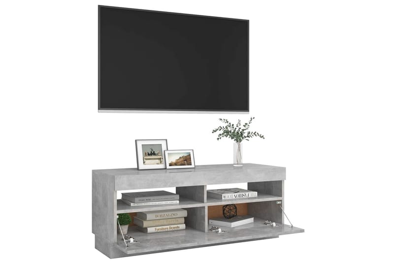 TV-bänk med LED-belysning betonggrå 100x35x40 cm - Grå - TV bänk & mediabänk