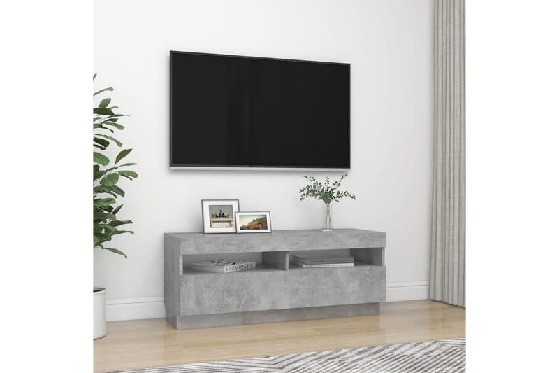 TV-bänk med LED-belysning betonggrå 100x35x40 cm - Grå - Möbler - Tv möbel & mediamöbel - TV bänk & mediabänk