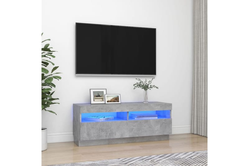 TV-bänk med LED-belysning betonggrå 100x35x40 cm - Grå - TV bänk & mediabänk