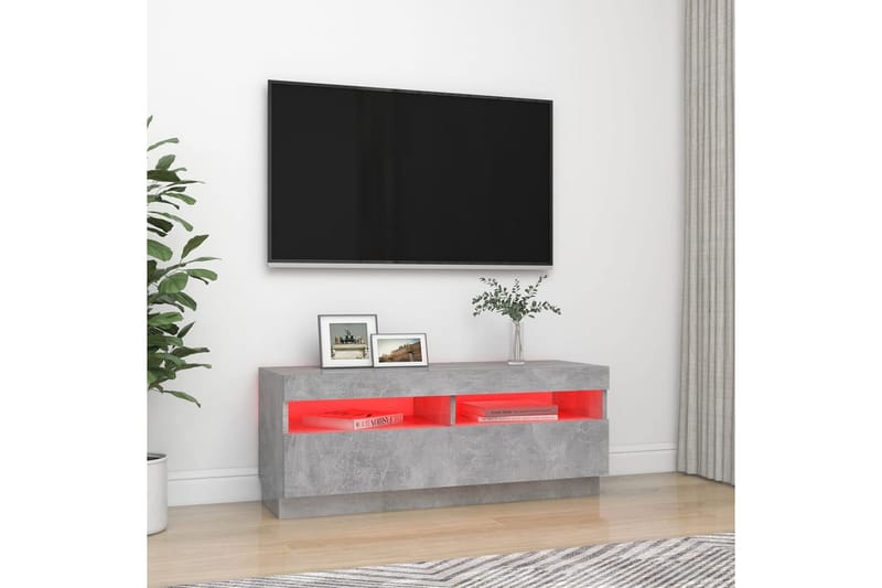 TV-bänk med LED-belysning betonggrå 100x35x40 cm - Grå - TV bänk & mediabänk