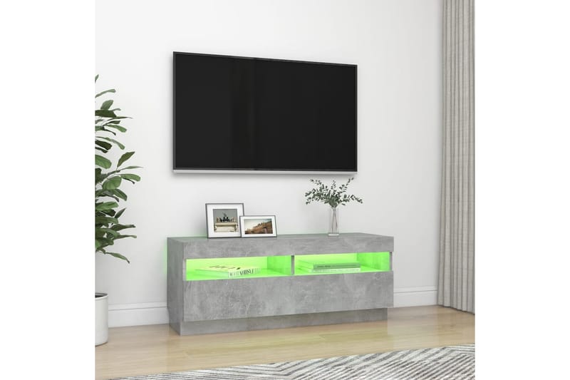 TV-bänk med LED-belysning betonggrå 100x35x40 cm - Grå - Möbler - Tv möbel & mediamöbel - TV bänk & mediabänk