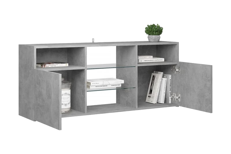 TV-bänk med LED-belysning betonggrå 120x30x50 cm - Grå - Möbler - Tv möbel & mediamöbel - TV bänk & mediabänk