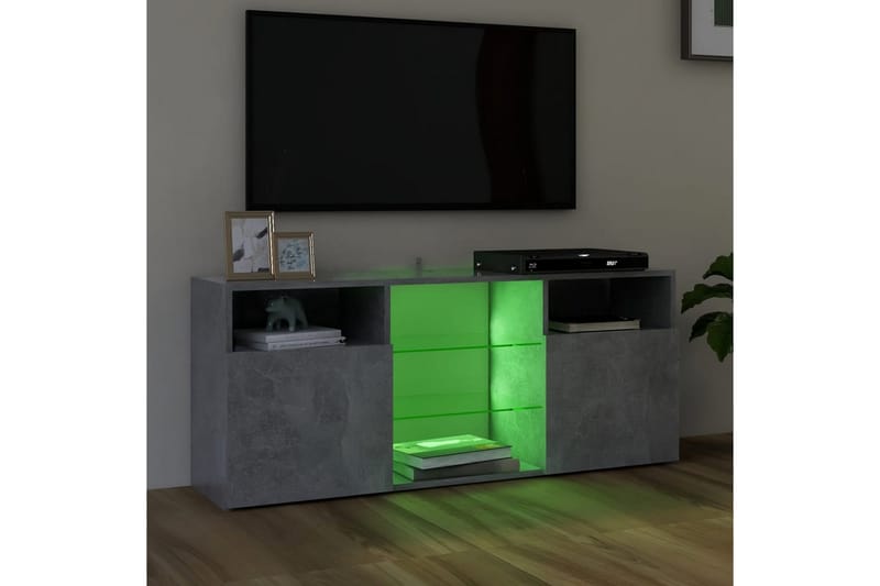 TV-bänk med LED-belysning betonggrå 120x30x50 cm - Grå - TV bänk & mediabänk