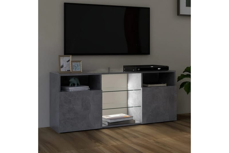 TV-bänk med LED-belysning betonggrå 120x30x50 cm - Grå - TV bänk & mediabänk