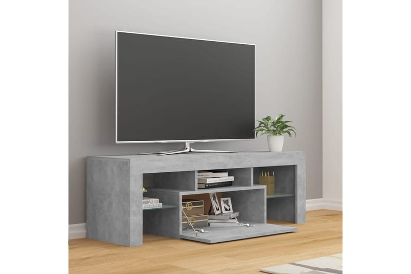 TV-bänk med LED-belysning betonggrå 120x35x40 cm - Grå - TV bänk & mediabänk