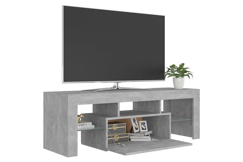 TV-bänk med LED-belysning betonggrå 120x35x40 cm - Grå - TV bänk & mediabänk