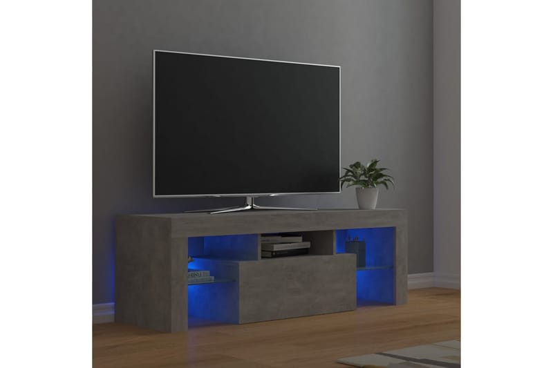 TV-bänk med LED-belysning betonggrå 120x35x40 cm - Grå - TV bänk & mediabänk