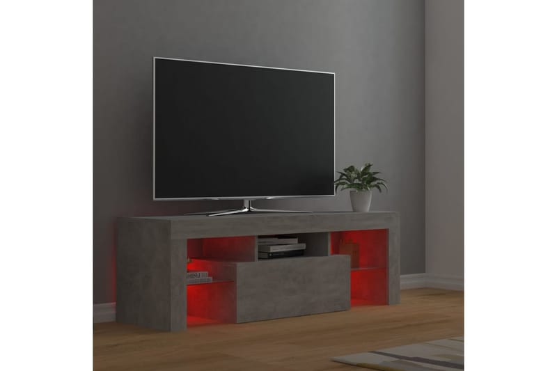 TV-bänk med LED-belysning betonggrå 120x35x40 cm - Grå - TV bänk & mediabänk