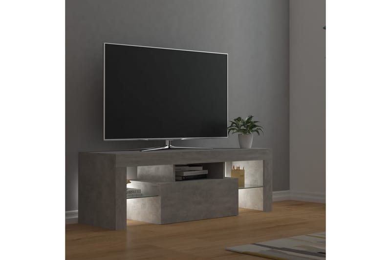 TV-bänk med LED-belysning betonggrå 120x35x40 cm - Grå - TV bänk & mediabänk