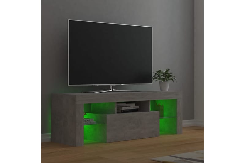 TV-bänk med LED-belysning betonggrå 120x35x40 cm - Grå - TV bänk & mediabänk