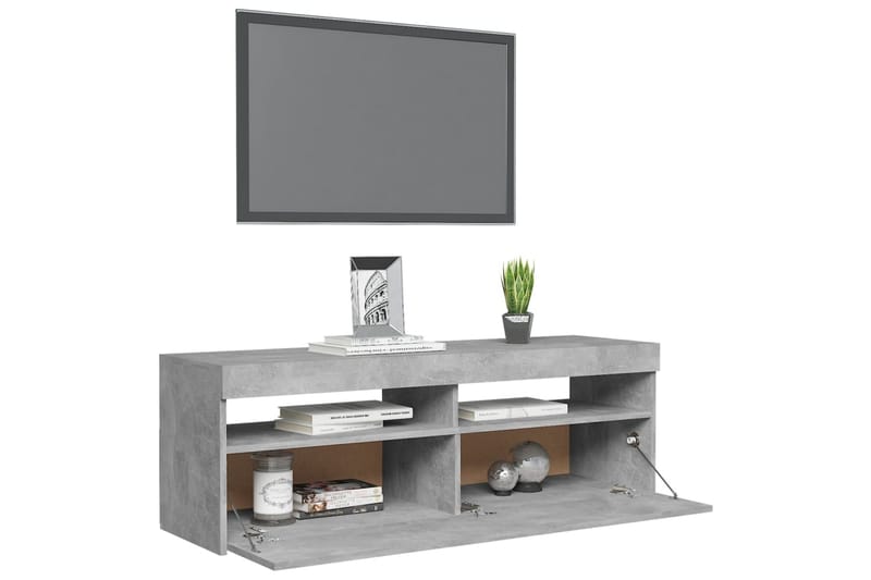 TV-bänk med LED-belysning betonggrå 120x35x40 cm - Grå - TV bänk & mediabänk