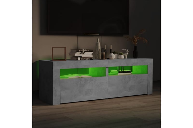TV-bänk med LED-belysning betonggrå 120x35x40 cm - Grå - TV bänk & mediabänk