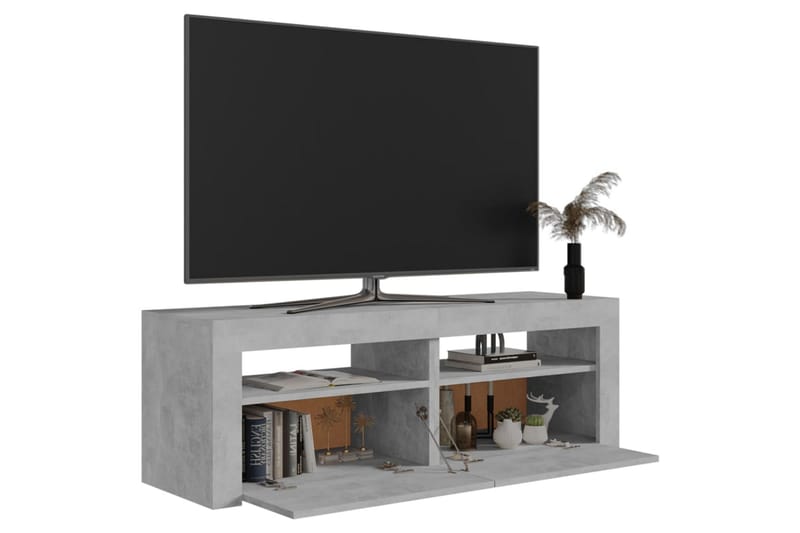 TV-bänk med LED-belysning betonggrå 120x35x40 cm - Grå - TV bänk & mediabänk