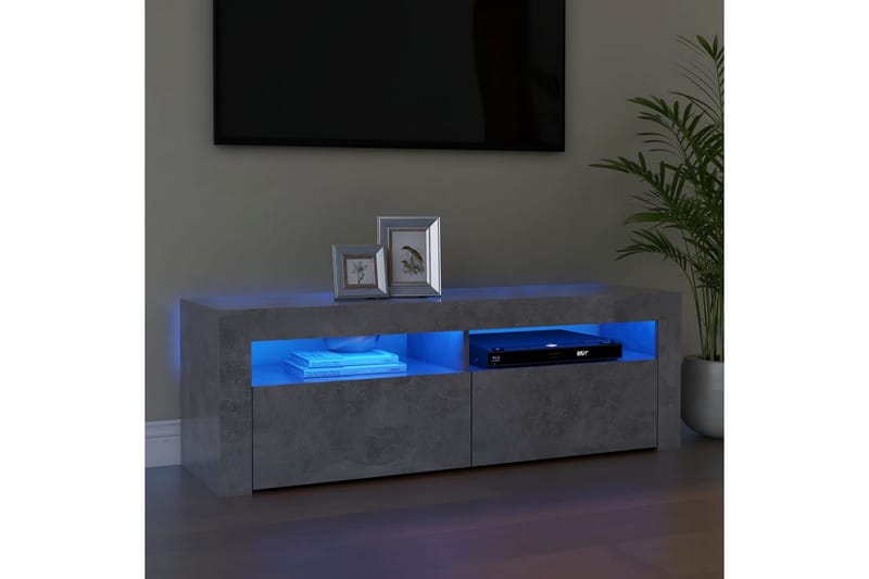 TV-bänk med LED-belysning betonggrå 120x35x40 cm - Grå - Möbler - Tv möbel & mediamöbel - TV bänk & mediabänk