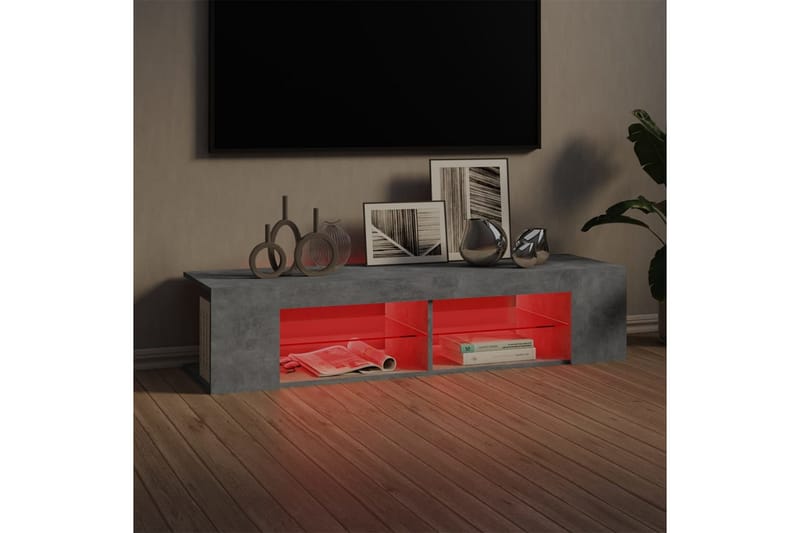 TV-bänk med LED-belysning betonggrå 135x39x30 cm - Grå - TV bänk & mediabänk