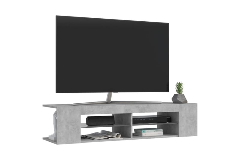 TV-bänk med LED-belysning betonggrå 135x39x30 cm - Grå - TV bänk & mediabänk
