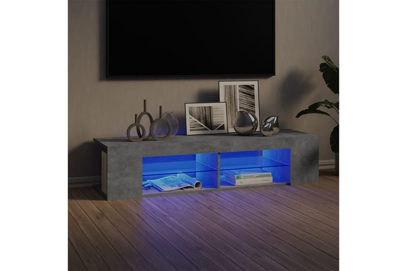 TV-bänk med LED-belysning betonggrå 135x39x30 cm - Grå - Möbler - Tv möbel & mediamöbel - TV bänk & mediabänk