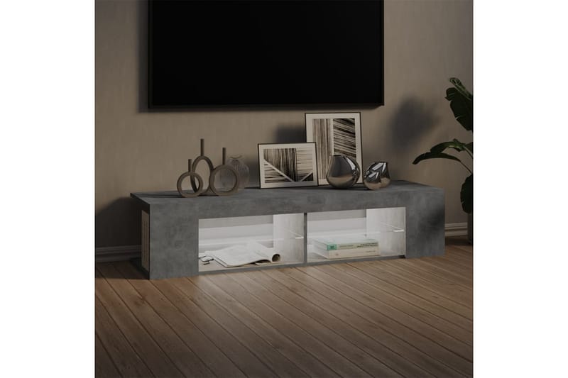 TV-bänk med LED-belysning betonggrå 135x39x30 cm - Grå - Möbler - Tv möbel & mediamöbel - TV bänk & mediabänk