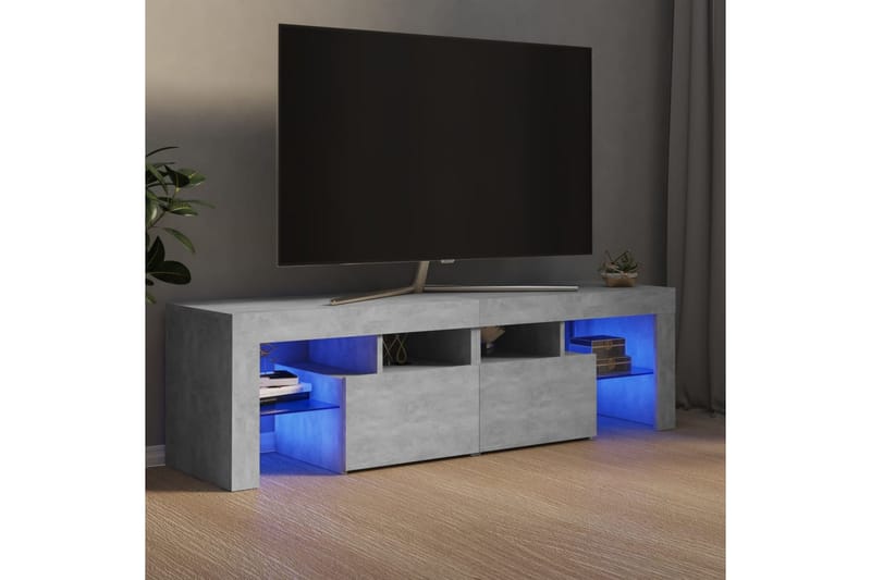 TV-bänk med LED-belysning betonggrå 140x35x40 cm - Grå - Möbler - Tv möbel & mediamöbel - TV bänk & mediabänk