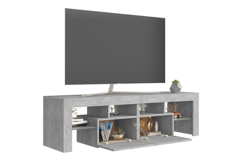 TV-bänk med LED-belysning betonggrå 140x35x40 cm - Grå - TV bänk & mediabänk
