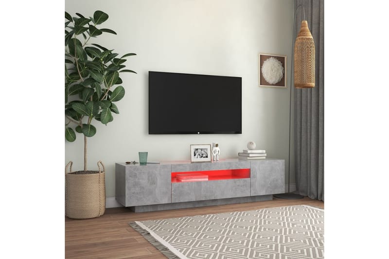 TV-bänk med LED-belysning betonggrå 160x35x40 cm - Grå - Möbler - Tv möbel & mediamöbel - TV bänk & mediabänk