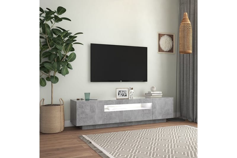 TV-bänk med LED-belysning betonggrå 160x35x40 cm - Grå - Möbler - Tv möbel & mediamöbel - TV bänk & mediabänk