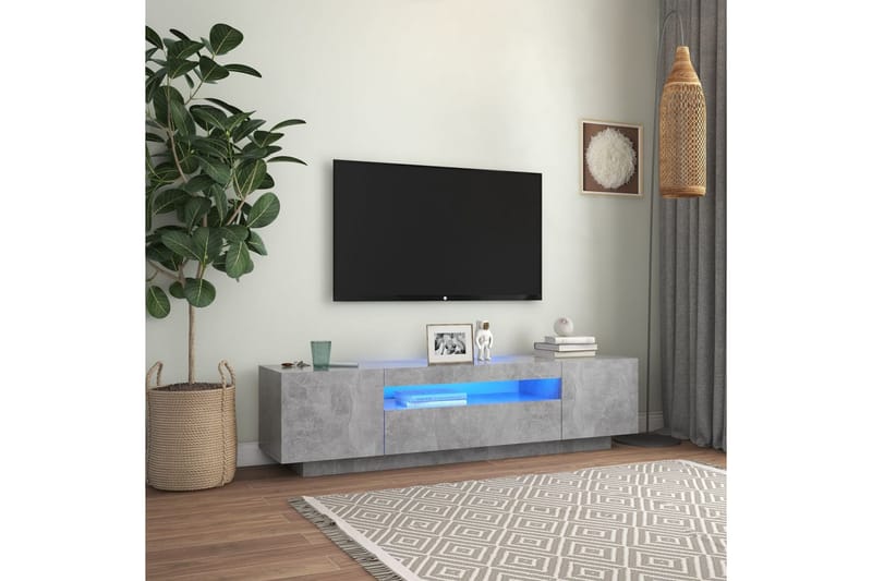 TV-bänk med LED-belysning betonggrå 160x35x40 cm - Grå - Möbler - Tv möbel & mediamöbel - TV bänk & mediabänk