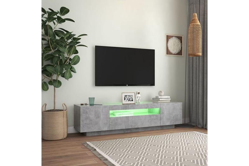 TV-bänk med LED-belysning betonggrå 160x35x40 cm - Grå - Möbler - Tv möbel & mediamöbel - TV bänk & mediabänk