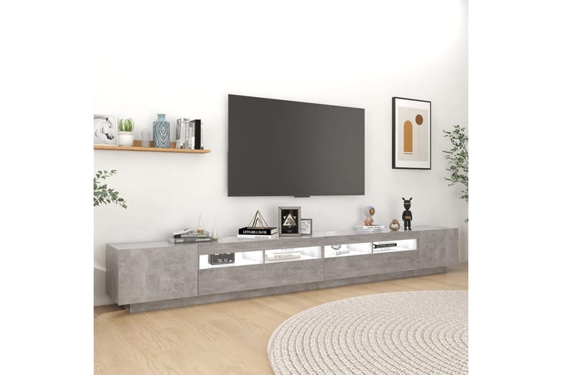 TV-bänk med LED-belysning betonggrå 300x35x40 cm - Grå - TV bänk & mediabänk