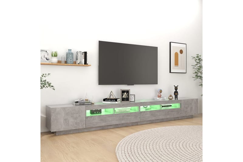 TV-bänk med LED-belysning betonggrå 300x35x40 cm - Grå - TV bänk & mediabänk